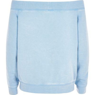 Girls blue &#39;ciao bella&#39; bardot sweatshirt